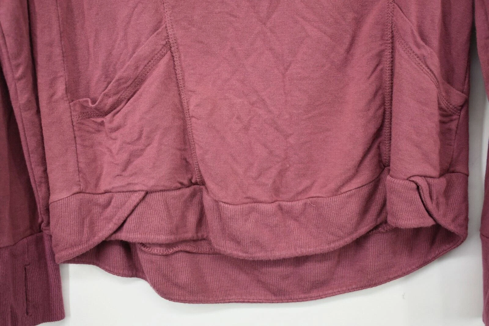yogalicious raglan thumb hole sleeve shawl neck pullover sweatshirt