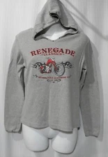 V Twin Motorcycle Apparel Juniors Size L Gray Hoodie Renegade Classics 