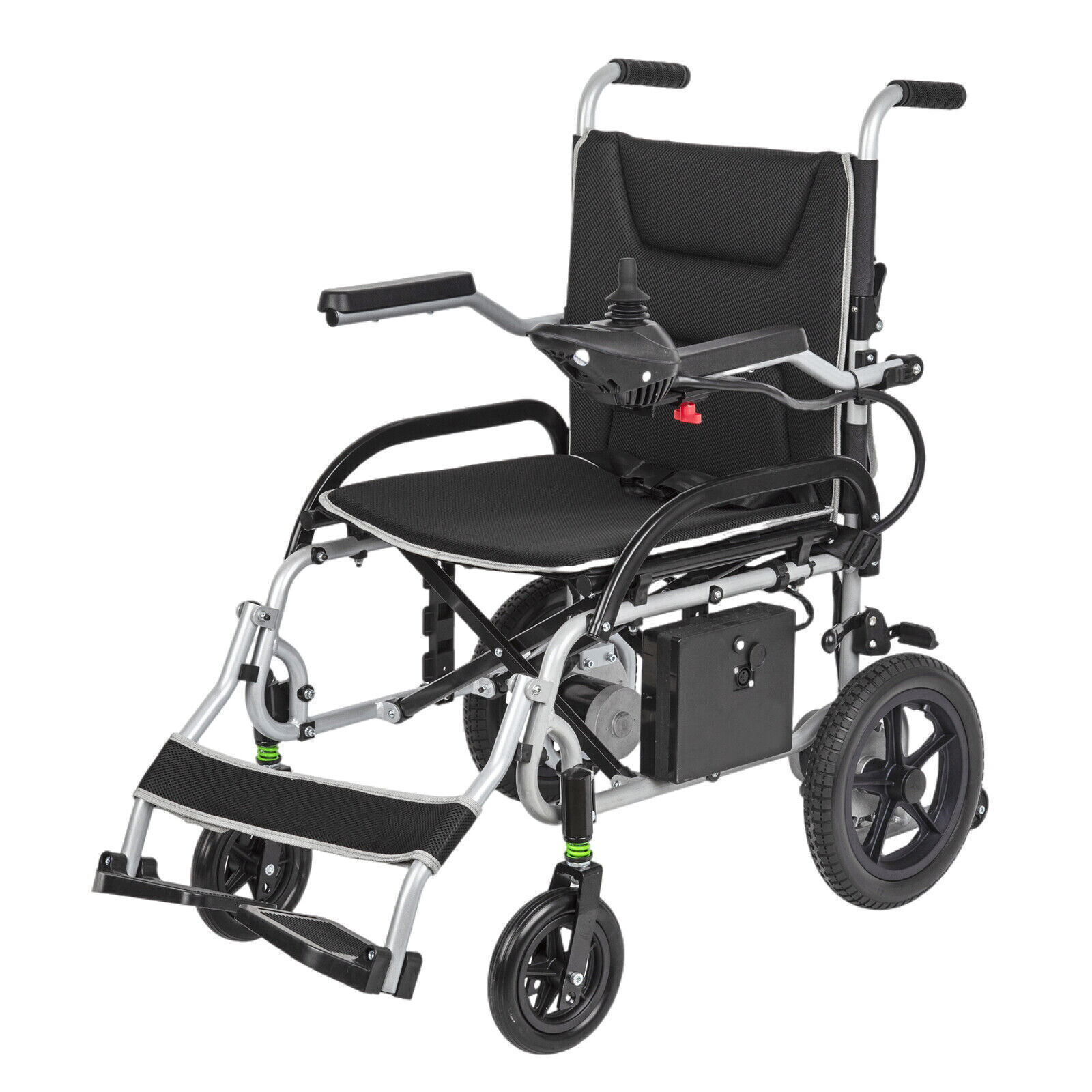 Folding Lightweight Electric Wheelchair Dual Motor Power Mobility Aid