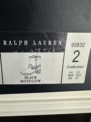 GIRLS RALPH LAUREN POLO LEATHER BLACK MOTO BOOTS SIZE 2 SCHOOL
