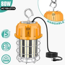 LED Temporary Work Light 80W 11600LM Construction Jobsite Hanging Lighting 5000K
