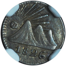1826-G Central American Republic 1/4 Real AU55 NGC - Scarce Key Date
