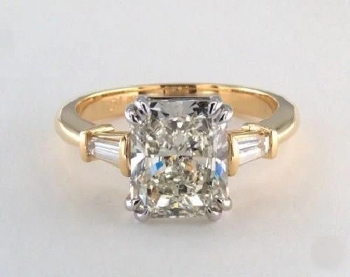 Art Deco Style 4.10Ct Lab Created Diamond Vintage Engagement 14K Gold FN Ring