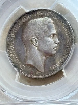 Kaiserreich Sachsen-Coburg-Gotha 2 Mark 1905 A Karl-Eduard PCGS MS62 - Bild 1 von 4