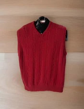 CARIBBEAN JOE ISLAND SUPPLY CO 100% Cotton V Neck Dad Red Cable Vest Size XL