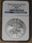 $1 2008-W  Rev '07 American Silver Eagle NGC MS69 Early Releases * AvenueCoin