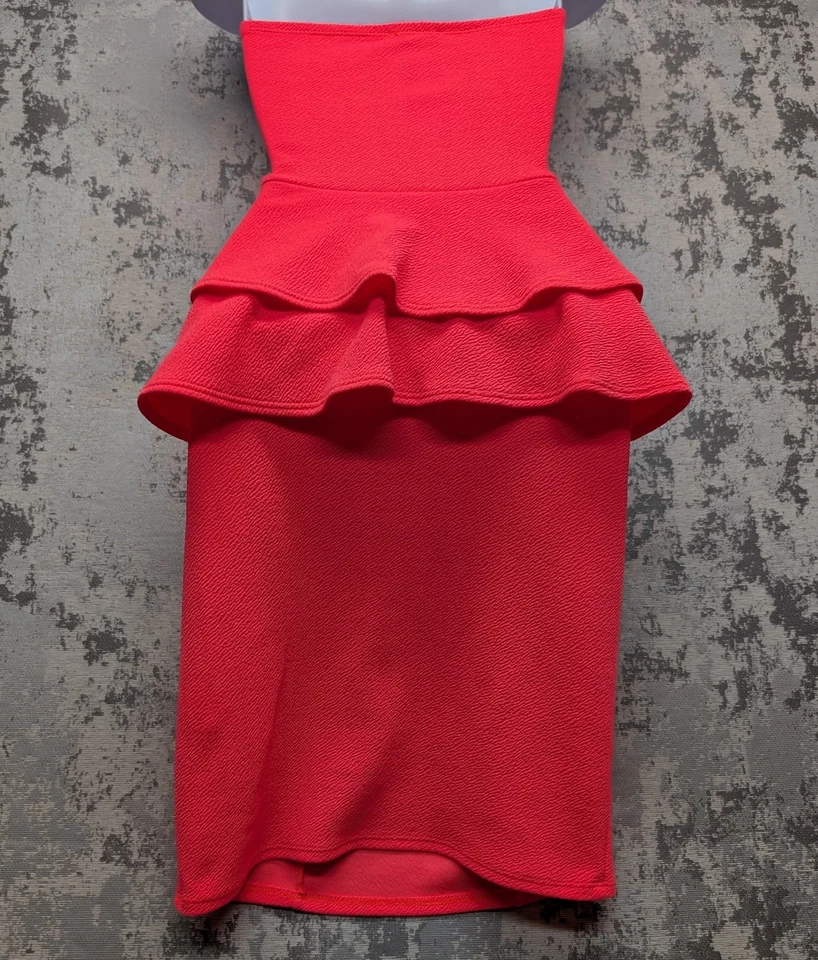 Vestido para mujer Poetry sin tirantes rojo peplum talla M poliéster spandex Foto 2 de 4