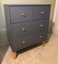 Habitat Grey 4 Drawer Chest of Drawers 80x65x35cm Light Wood Knobs