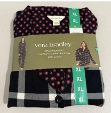Vera Bradley Women’s Plus 2 Piece Pajama Set 100% Cotton Long Sleeve & Pants XL