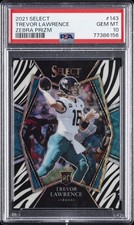 2021 PANINI SELECT ZEBRA PRIZM #143 TREVOR LAWRENCE PSA 10