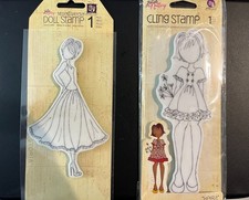 Julie Nutting Cling Rubber Doll Stamps Lot of 2 Keira Prima Doll Swing Dress