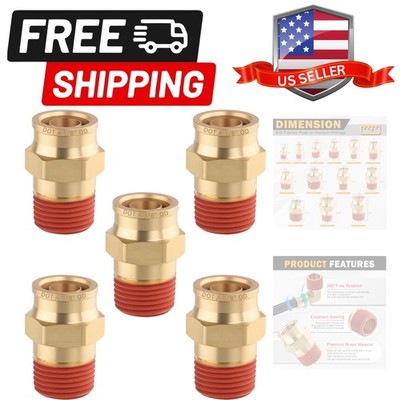 5PCS Air Brake Quick Push to Connect Fittings, 5/8'' Tube OD x 1/2'' NPT Thread...