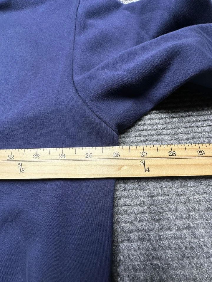 Elie Tahari 卫衣女式 XL 海军蓝圆领条纹袖套衫弹力 — 第 3/4 张图片