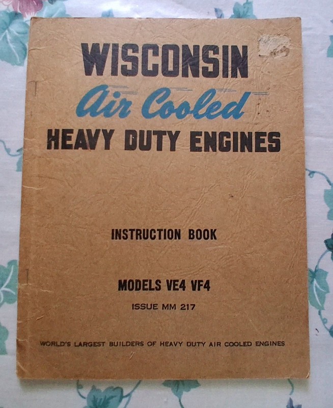 Wisconsin Air Cooled Engine Manual And Parts List Models VE4 VF4 Exc Cond