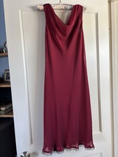 Donna Ricco Red Midi Dress Size 10 Sleeveless Cowl Neck Beaded Hem