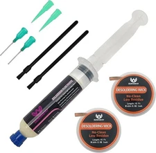 30CC No Clean Solder Flux Paste for Electronics w/ 2-Pack 10 Feet Solder Wick