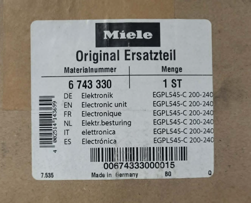 MIELE 6743330 ELECTRONIC PCB UNIT EGPL545-C 200-240V SEALED BOX