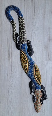Bali Holzfigur Wanddeko Gecko handgeschnitzt L: 100cm