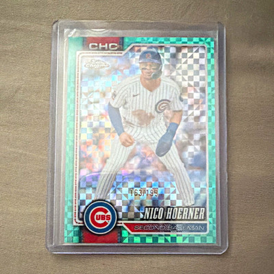 Topps 2021 Chrome Nico Hoerner #29 Chicago Cubs Green Refractor 163/199