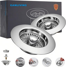 3-In-1 Kitchen Sink Drain Strainer Stopper, 304 Stainless Steel Pop up Drain Plu