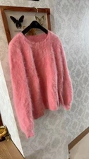 Angora Sweater Blended Jumper Super Soft Fluffy Fuzzy Pullover