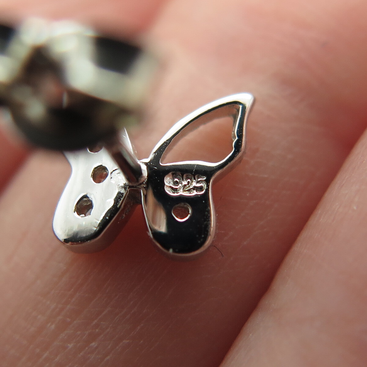 ドイツsilver925ブタピアス CZ Snake Stud Earring, Sterling Silver Chain Earring, Double
