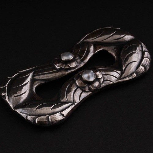 GEORG JENSEN Hebilla de Cinturón de Plata con Perlas # 12, 826S. Vintage. ¡SELLOS ANTIGUOS! - Imagen 4 de 6