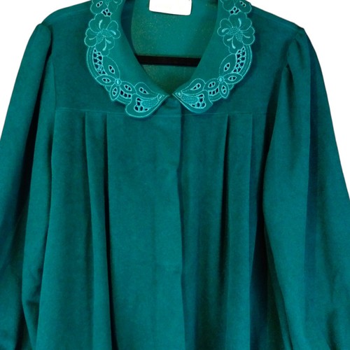 Accappatoio cappotto vintage Vanity Fair donna casa media verde velluto bottoni - Foto 2 di 15
