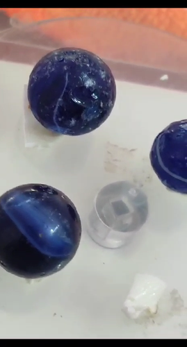 Old marbles rail road 3 no blue 0.65,0.63'', 0.56''with outer streak handmade - Video 1 of 1