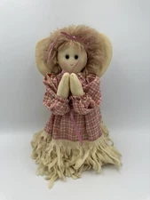 Vintage Handmade Doll Rag Doll Cloth Doll Praying Angel 11" Tall Kitschy Decor