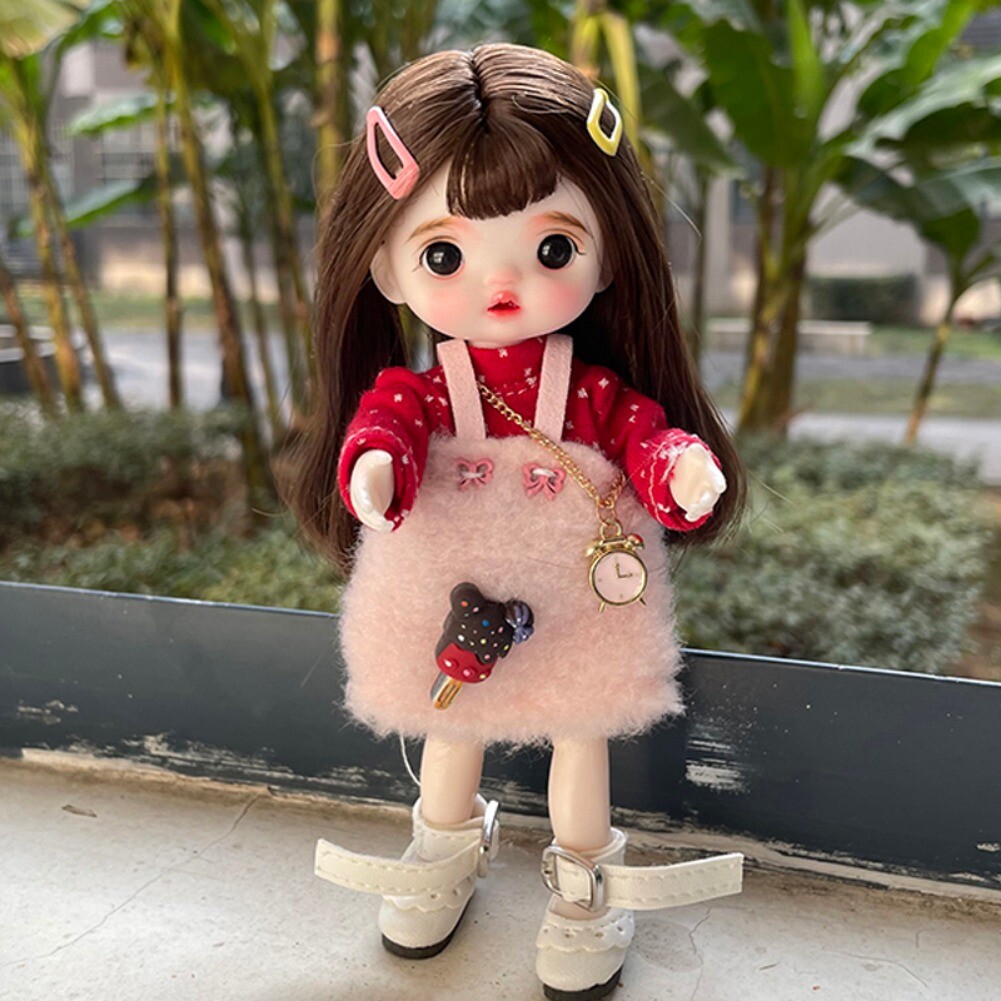 16cm Mini Girl Doll Toy Cute Doll and Removable Clothes Wig Outfits Set BJD  Doll