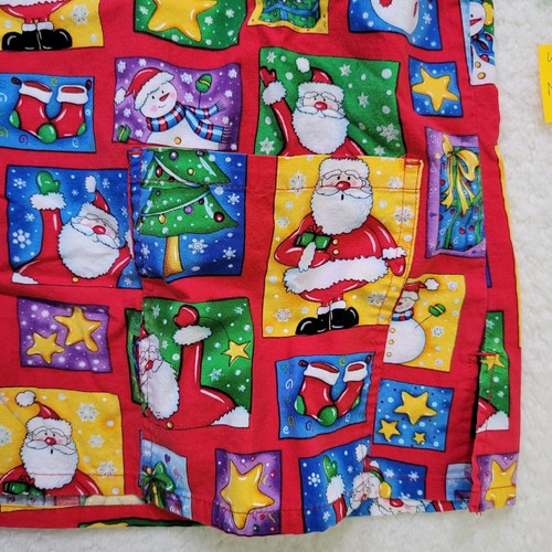 Christmas Scrub Top Women's Snowmen Santa Holiday Snowman Winter Pre-owned READ - Picture 3 of 14