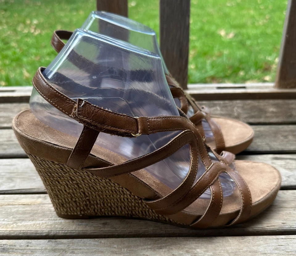 Aerosoles Cuero Marrón Cuña Alpargata Sandalia Tacones Talla 11 (S1327) Foto 4 de 4