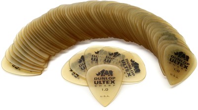 Dunlop 433R100 Ultex Sharp Guitar Picks 1.0mm 72-pack (2-pack) Bundle