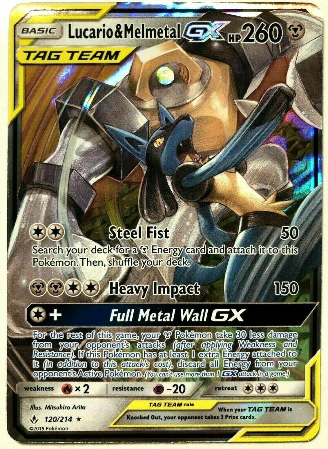 Carta Pokemon Lucario e Melmetal GX Aliados Português 120/214 Original Copag