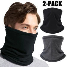 2PACK Mens Women Winter Warmer Fleece Neck Gaiter Ski Face Mask for Cold Weather
