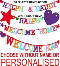 PERSONALISED Welcome Home Banner bunting MULTI colour letters garland decoration