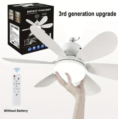 Ventilatore da soffitto con luce e telecomando, lampada da soffitto con ventole silenziose, E27