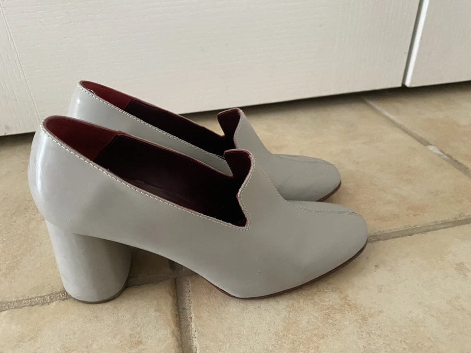 Zapatos de tacón Rachel Comey May de cuero gris mocasín de tacón bloque talla 5,5 Foto 2 de 4