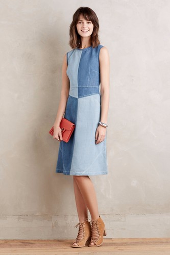 Anthropologie Pieced Denim Dress 