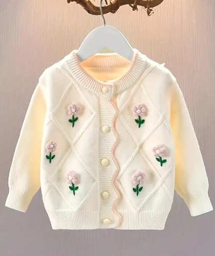 NEU Boutique Mädchen Cardigan Pullover Blumen rosa weiß Blumen - Bild 1 von 6
