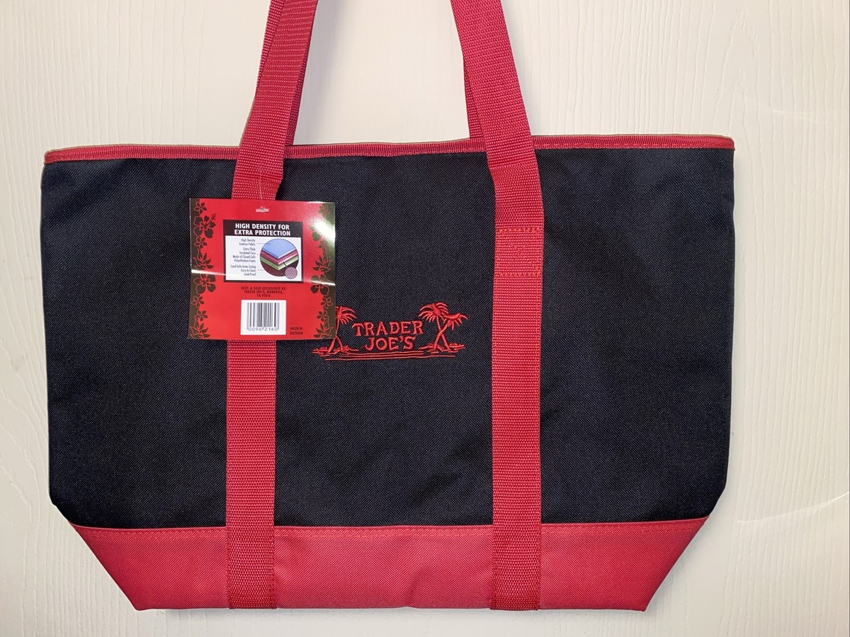 New Trader Joe's Black Red Insulated Large Cooler Tote Reusable