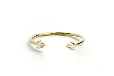 Open Cuff Stackable Wedding Band 1.5ct Round Lab-Created Moissanite Gold Plated