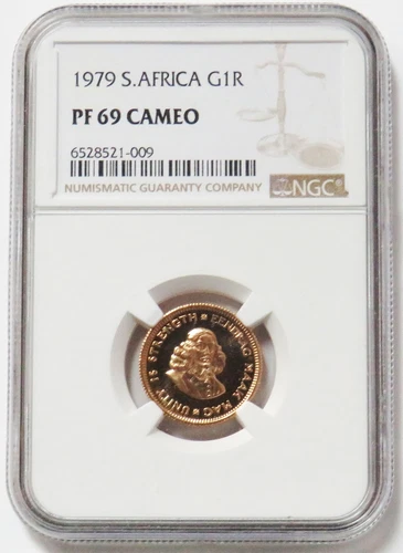 1979 GOLD SOUTH AFRICA 1 RAND JAN VAN RIEBEECK COIN NGC PROOF 69 CAMEO