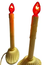 2 Vintage Single Light Christmas Candolier with Halos & Red GE Bulbs