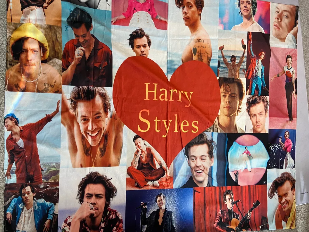Harry Styles Photo Collage Wall Tapestry Bed covering 50