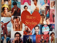 Harry Styles Photo Collage Wall Tapestry / Bed covering 50" x 60"! Single sided