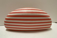 JESSICA McCLINTOCK WHITE AND CORAL STRIPED SUNGLASSES EYEGLASSES CLAMSHELL CASE