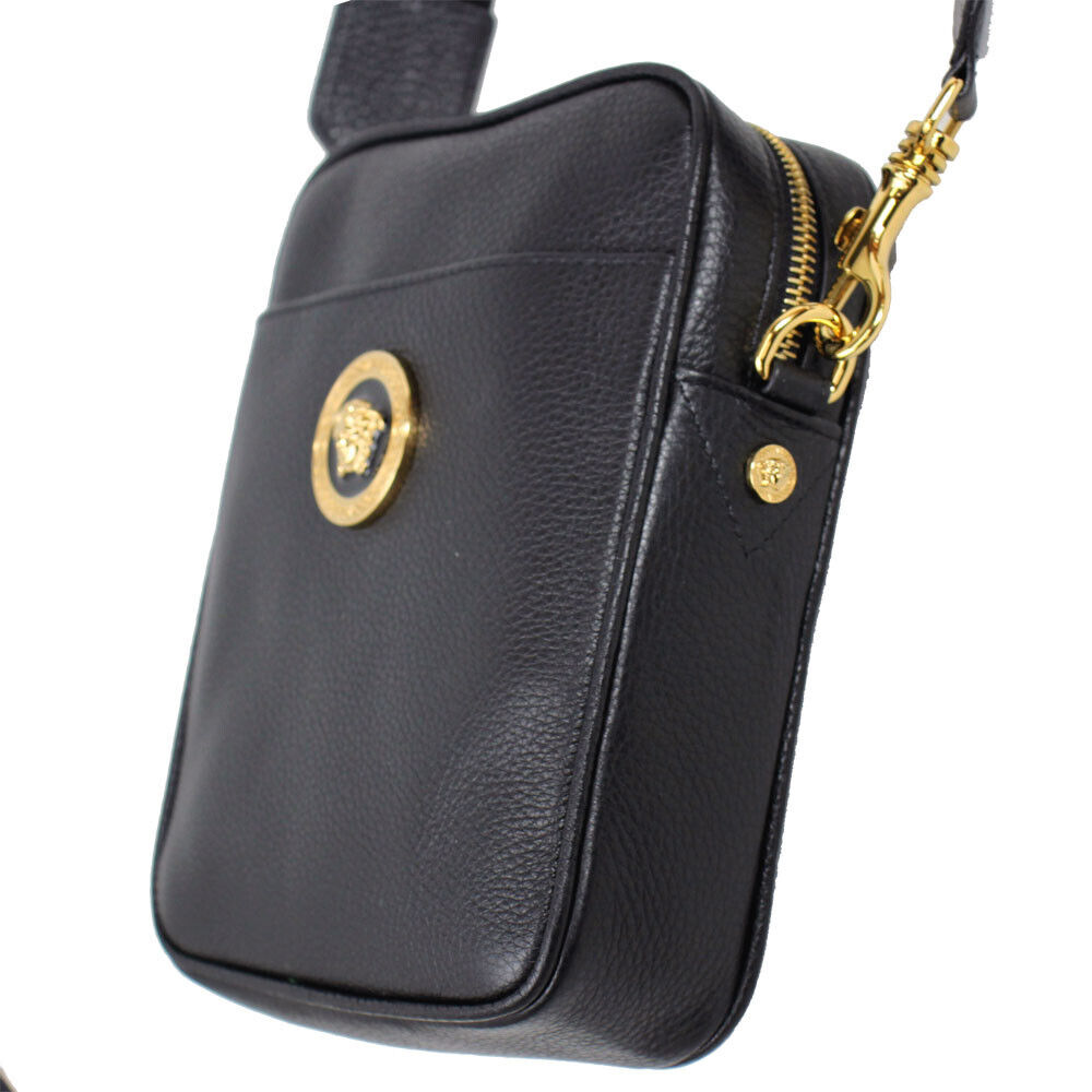 BRAND NEW VERSACE BLACK LEATHER CROSSBODY SHOULDER BAG BRAND NEW VERSACE BLACK LEATHER CROSSBODY SHOULDER BAG