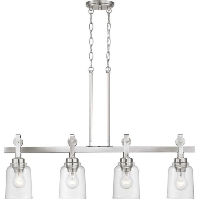 Home Decorators Knollwood 4-Light Brushed Nickel Linear Chandelier | eBay